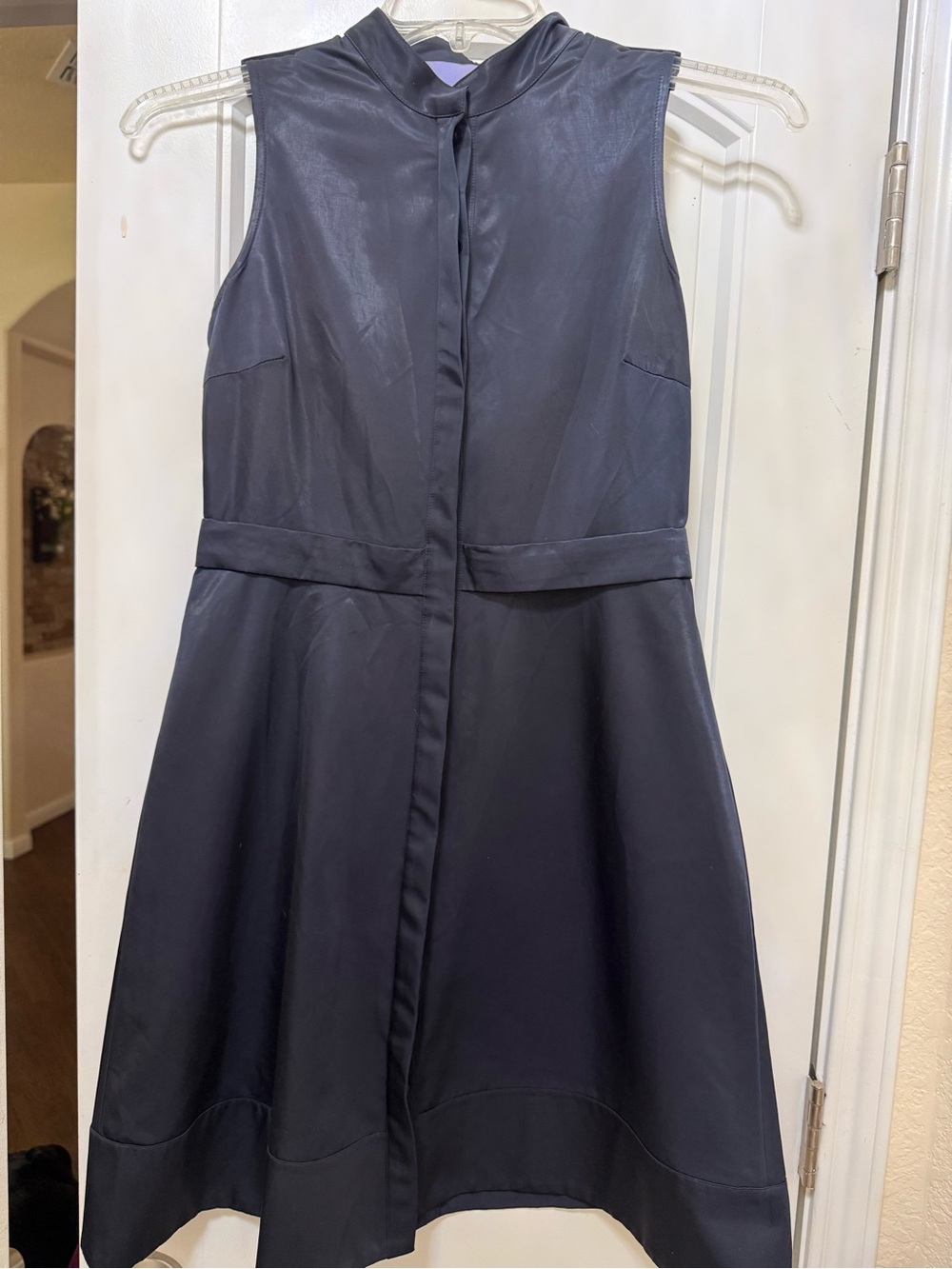 Vera Wang Lavender Label Sleeveless button up Dark Navy A-Line Dress
